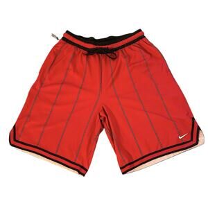 Nike Basketball Drawstring Sz L Shorts Dri-Fit Black Red Men's